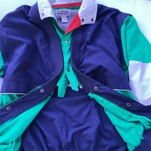 LAVON‎ SPORTS WEAR Men's XL Color Block Windbreaker Jacket Multicolor Vintage - Picture 11 of 16